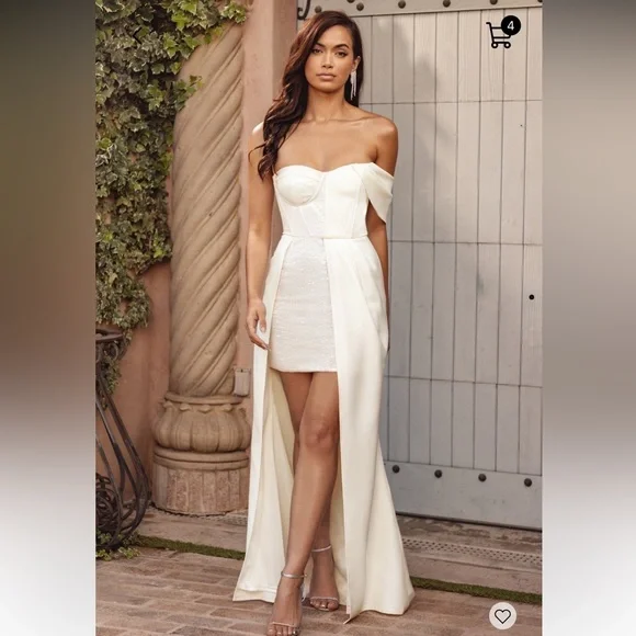 Club L London | Dresses | Club L London Forever After White Off Shoulder  Corset Maxi Dress W Over Skirt | Poshmark